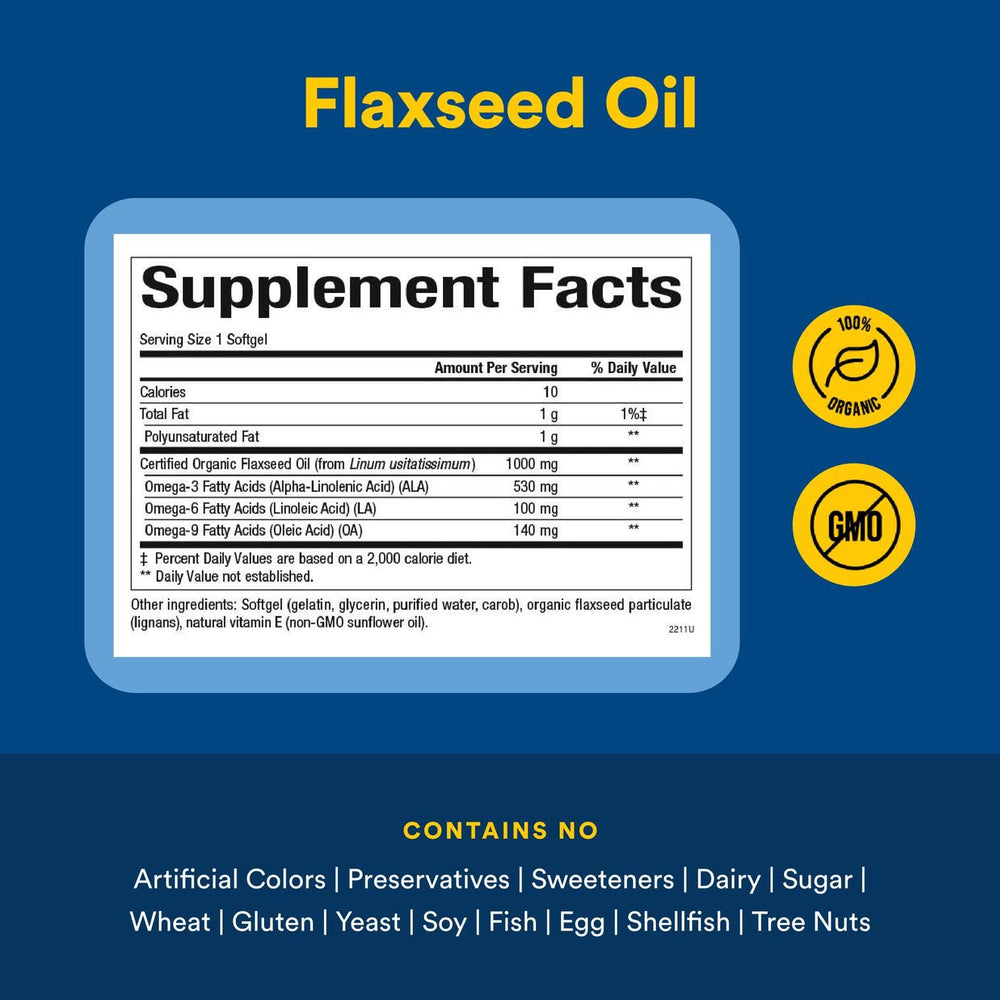 Pour shot of golden flaxseed oil signals purity and quality
