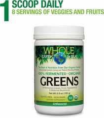 Natural Factors Organic Greens glass being poured into a refreshing drink.