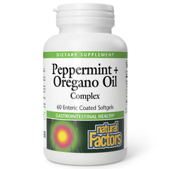 Natural Factors Peppermint and Oregano Oil Complex bottle supports digestion
