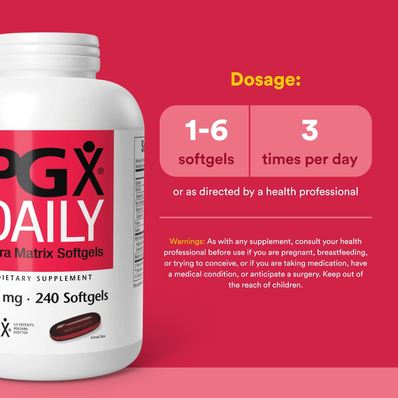 Natural Factors PGX Daily Ultra Matrix softgels arranged for easy daily use