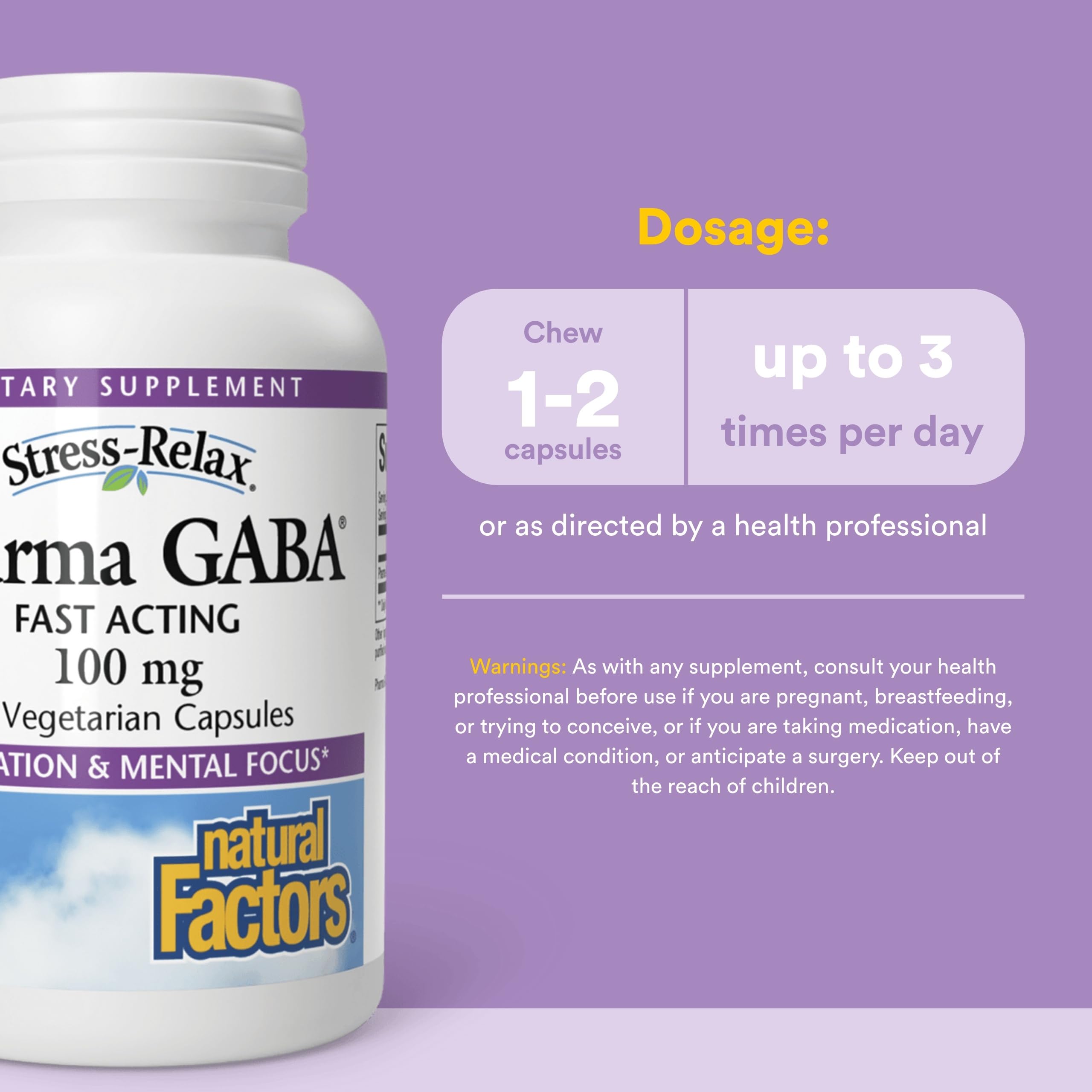 Natural Factors Pharma GABA bottle displayed on shelf