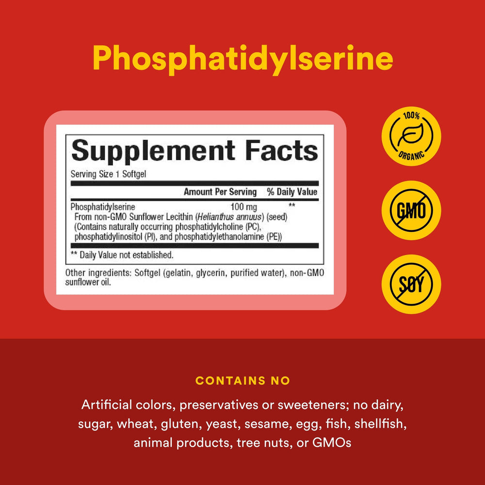 Natural Factors phosphatidylsérine – lécithine de tournesol non-OGM comme source principale