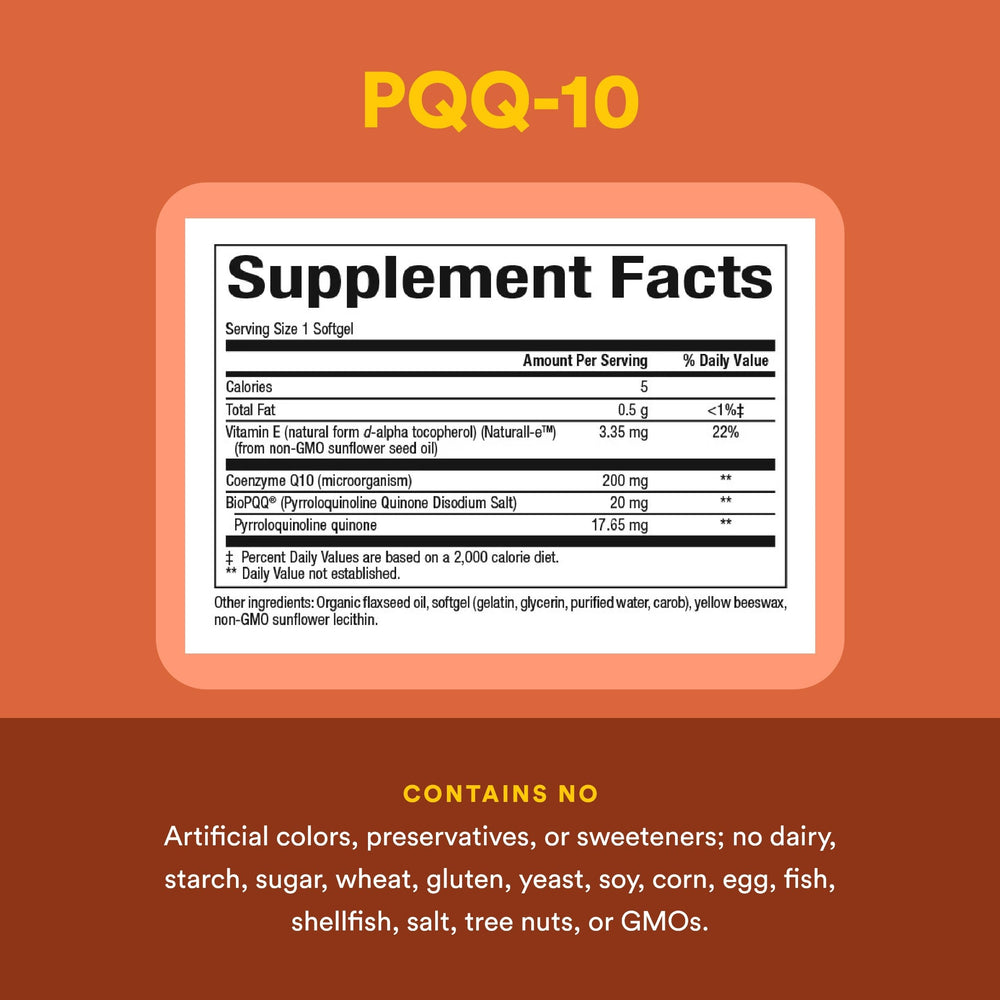 Natural Factors PQQ-10 softgel close-up highlighting glossy capsule