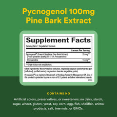 Natural Factors Pycnogenol 25 mg ingredients — pine bark extract for natural antioxidants.