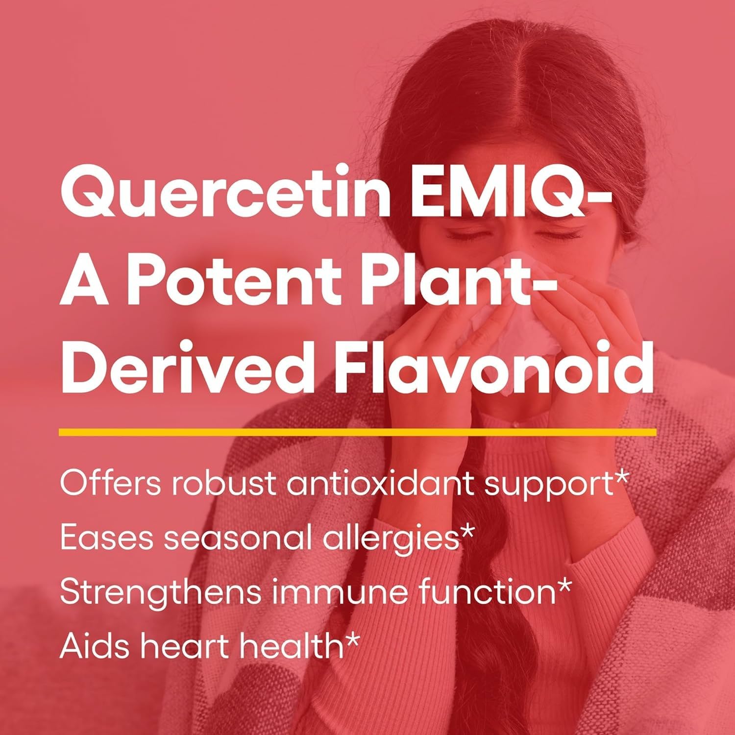 Natural Factors Quercetin EMIQ bottle pour shows simple, daily supplementation routine.