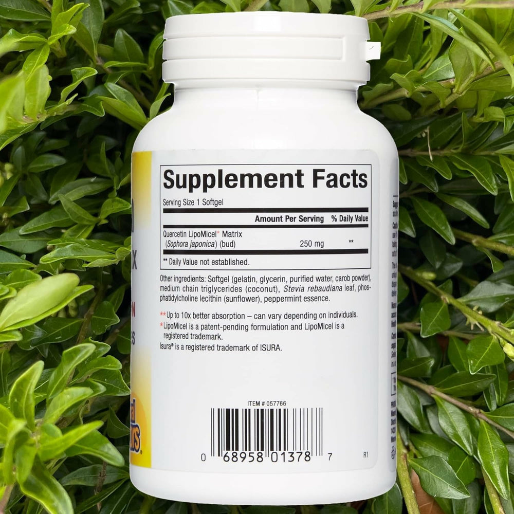 Natural Factors Quercetin Lipomicel Matrix bottle front ready for daily use