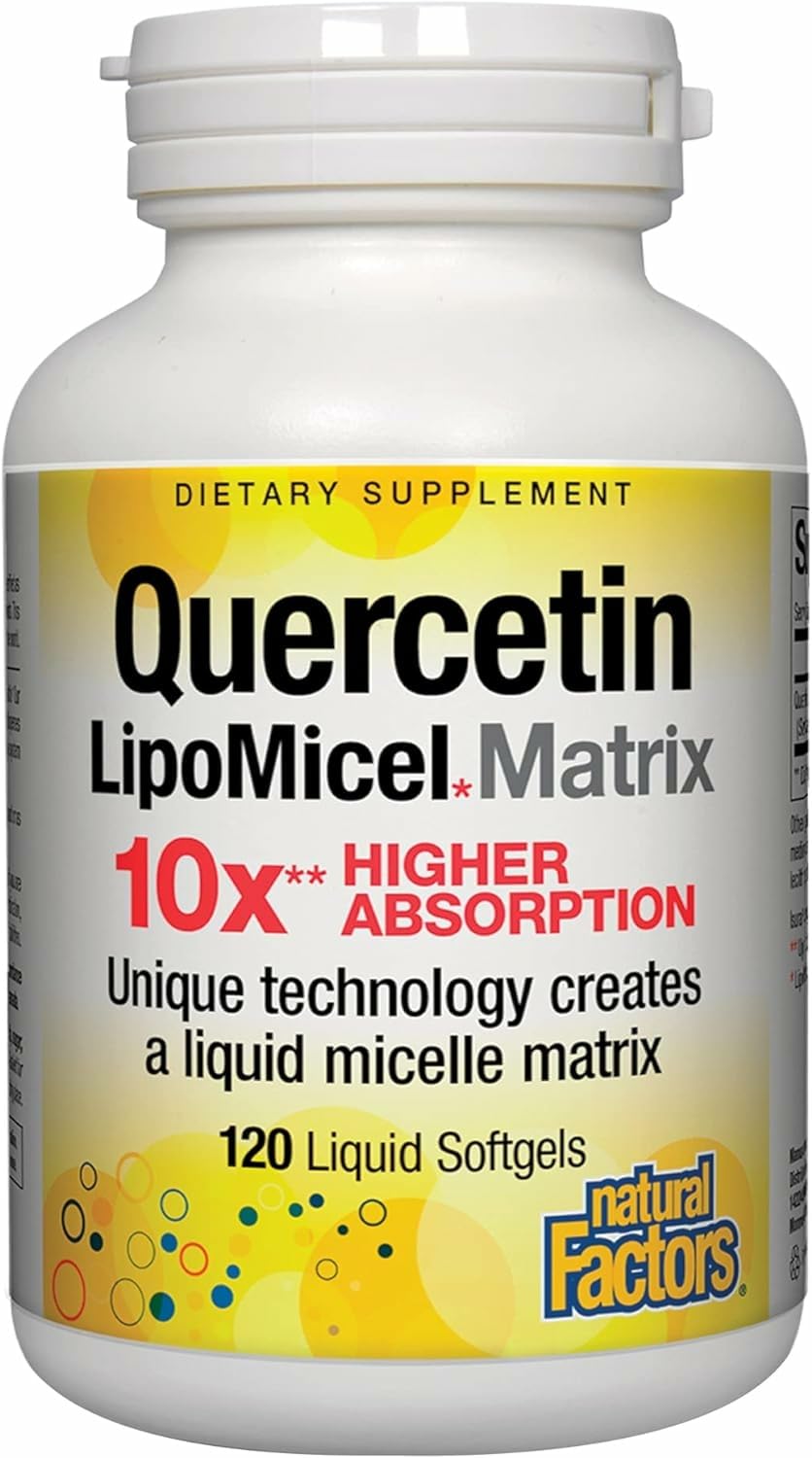 Natural Factors Quercetin Lipomicel Matrix bottle highlights immune and capillary support