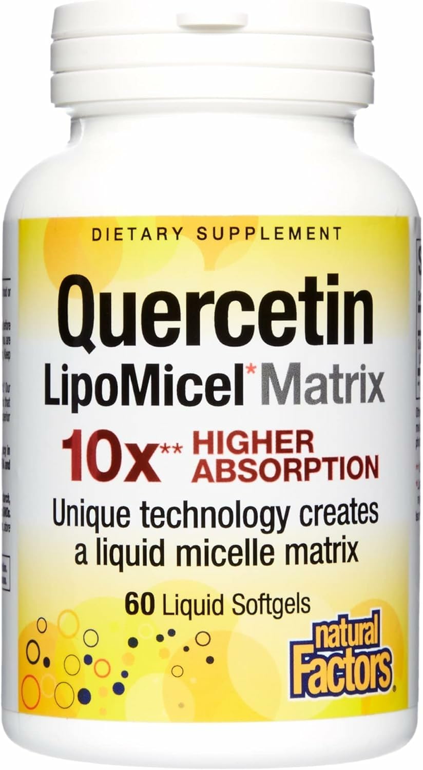 Natural Factors Quercetin Lipomicel Matrix gel 60-count shows potential antioxidant support