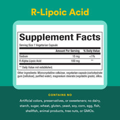 Natural Factors R-Lipoic Acid packaging open with capsules