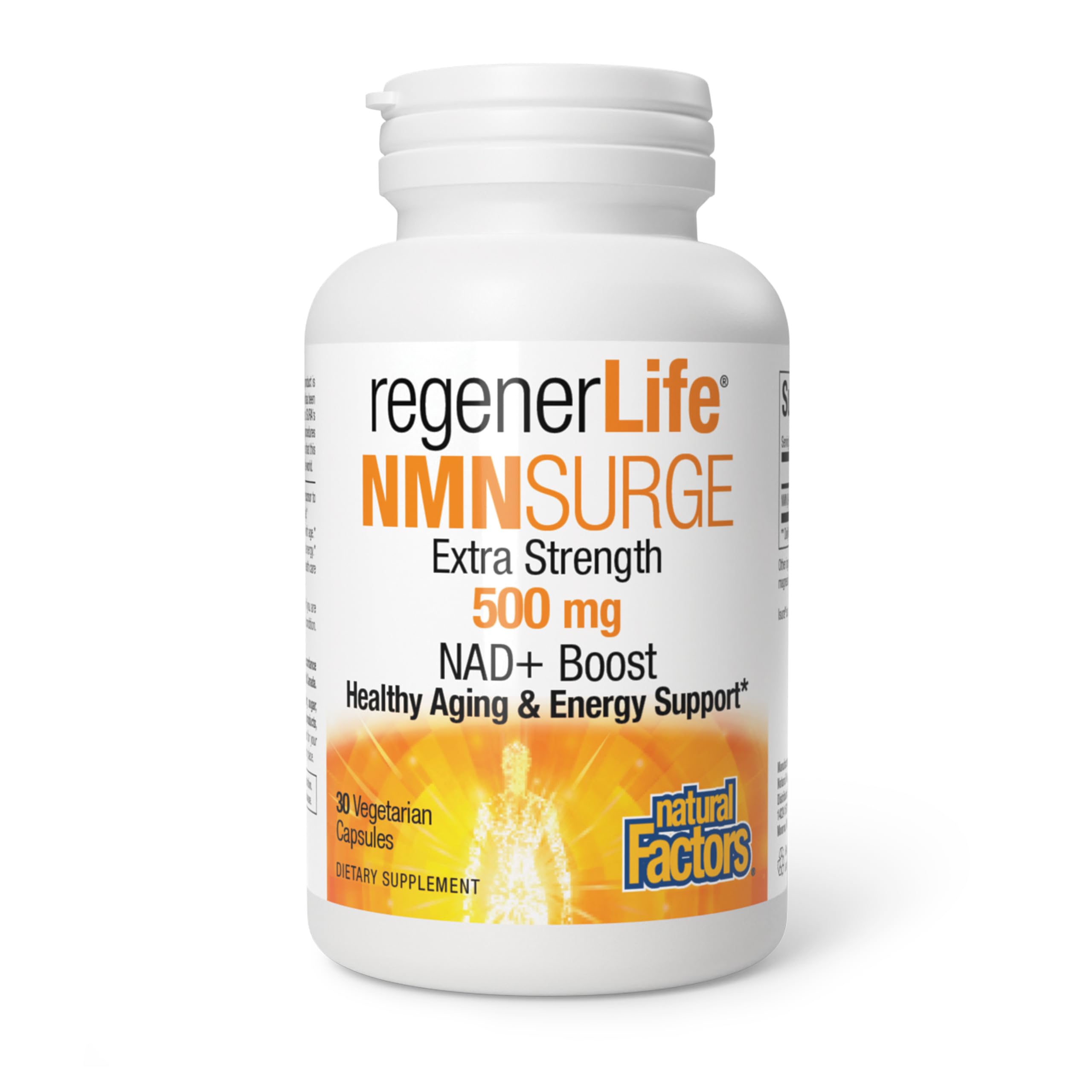 Natural Factors Regenerlife NMN bottle front view supports healthy aging