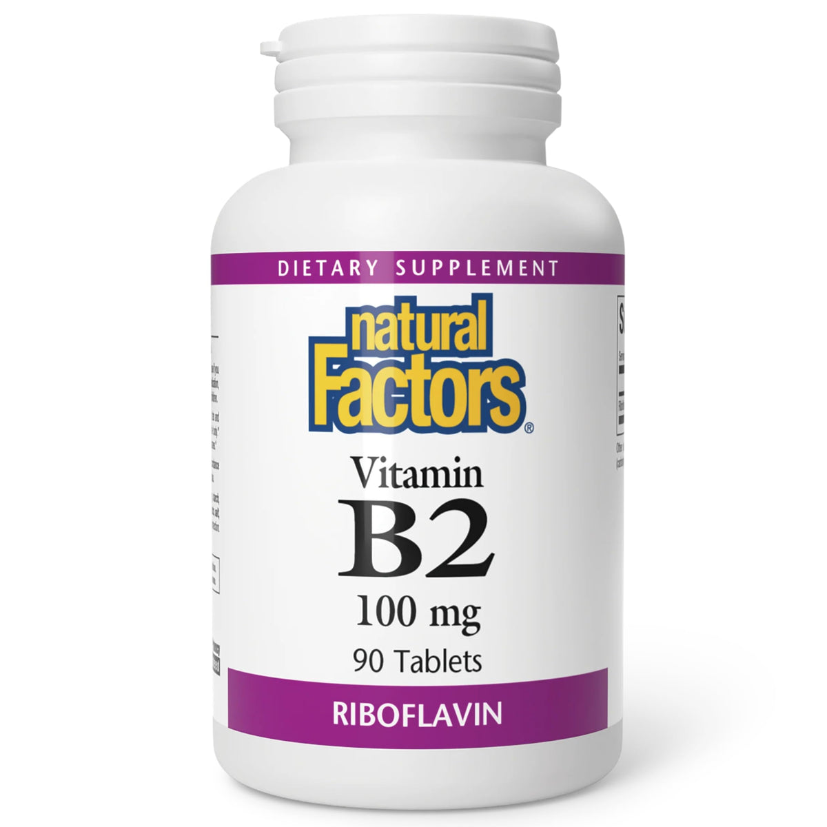 Natural Factors Riboflavin 100mg bottle for daily energy support and metabolism.
