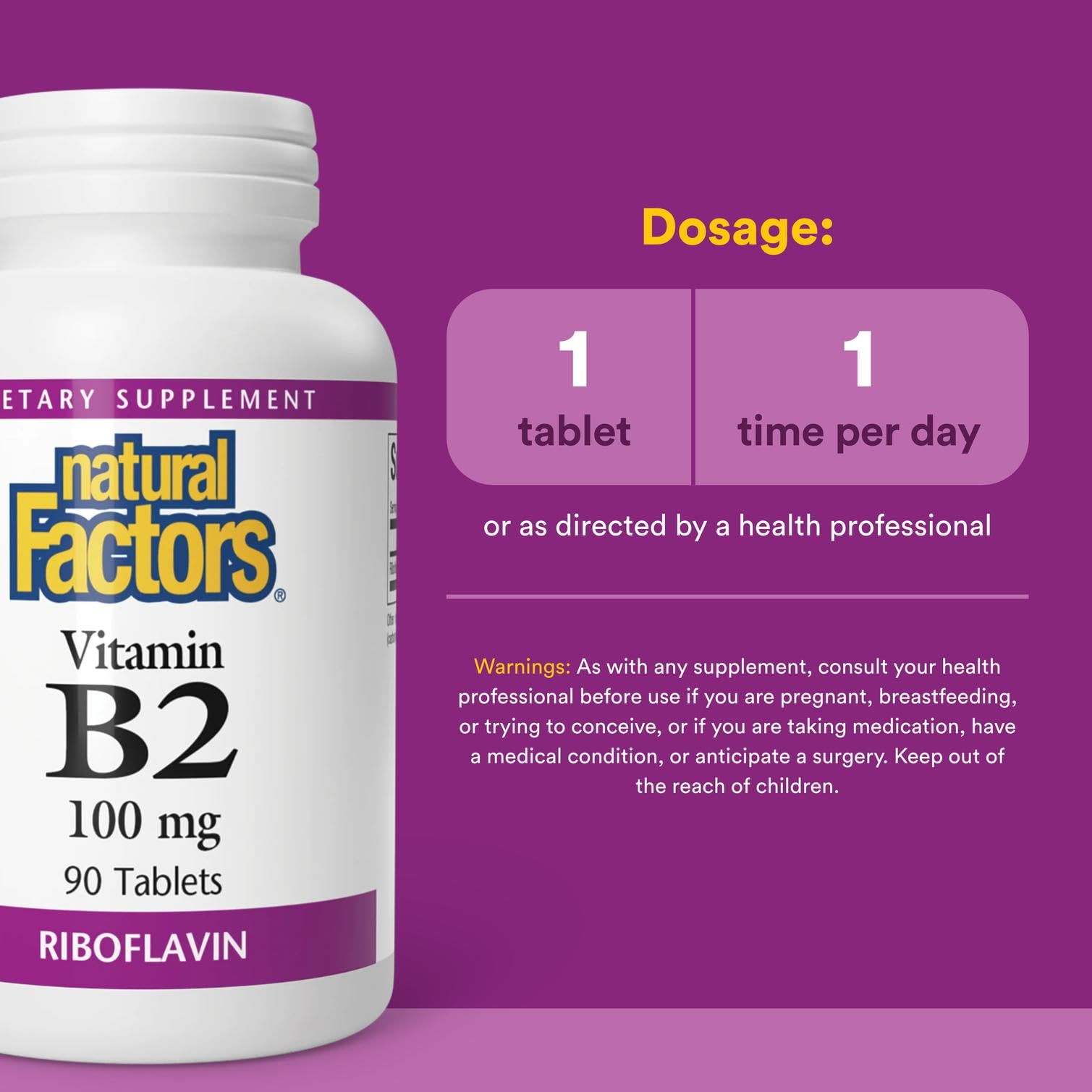 Natural Factors Riboflavin label view showing strength and ingredients.