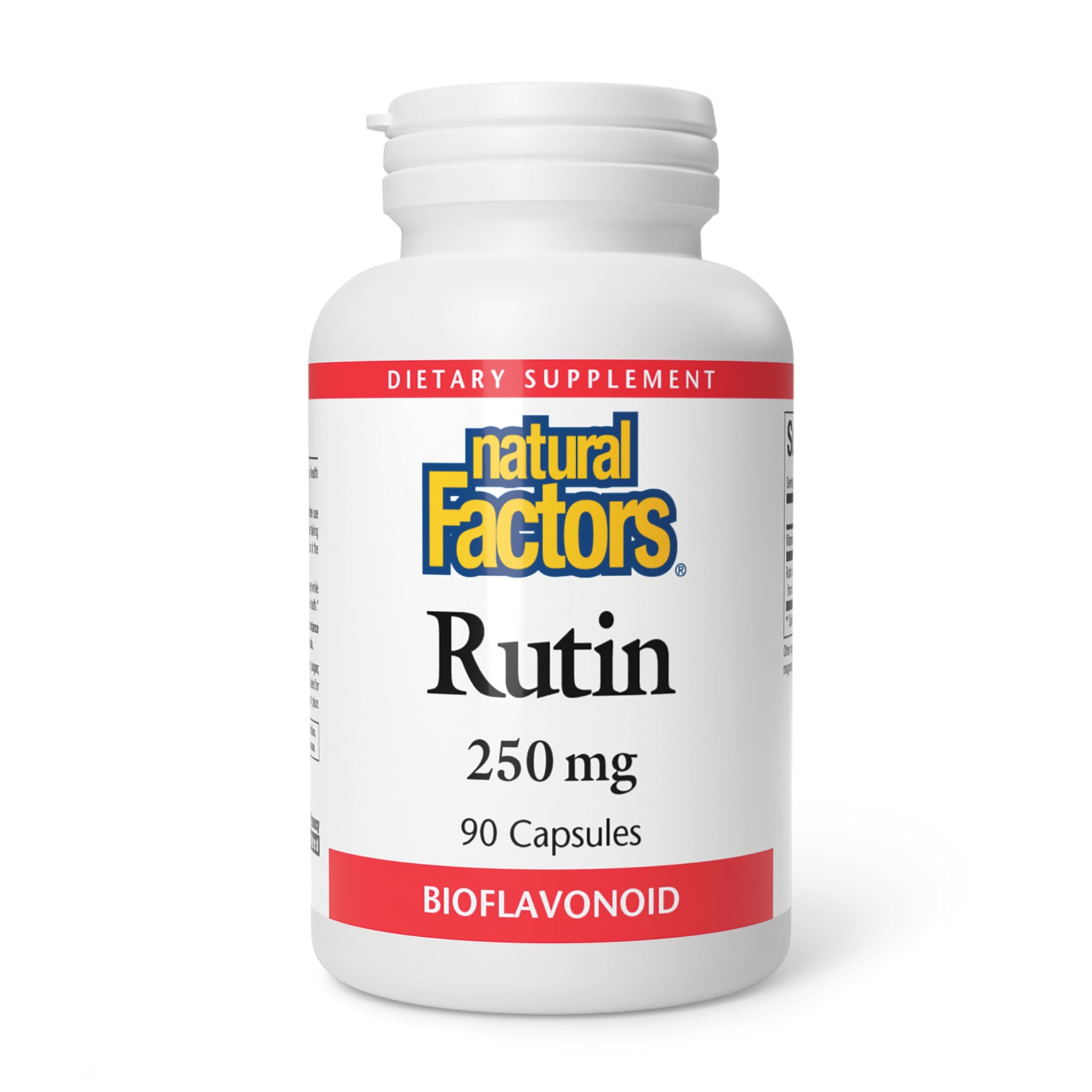 Natural Factors Rutin 250mg bottle close-up for daily circulatory support.