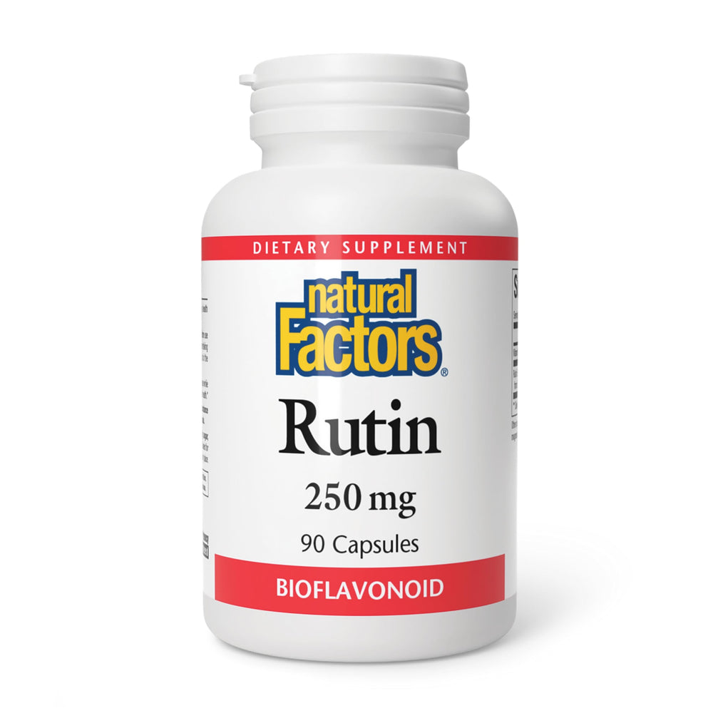 Natural Factors Rutin 250mg bottle close-up for daily circulatory support.