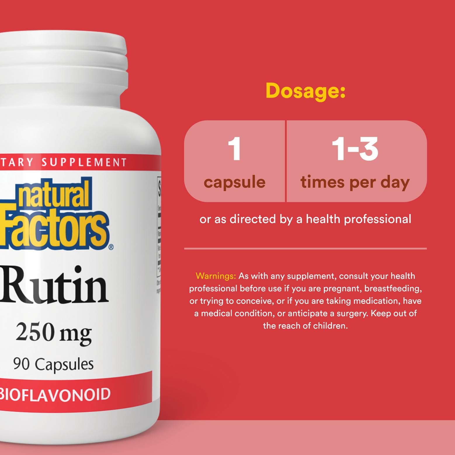 Natural Factors Rutin label close-up highlighting organic origin and non-GMO promise.