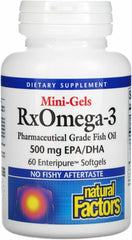 Natural Factors RxOmega-3 Mini-Gels bottle showcasing purity for heart support
