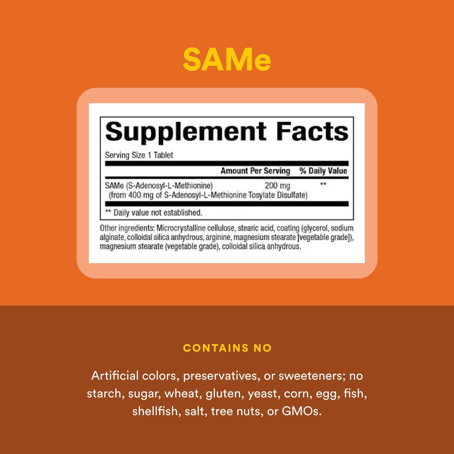 Natural Factors SAMe tablets on shelf illustrating easy access for daily use.