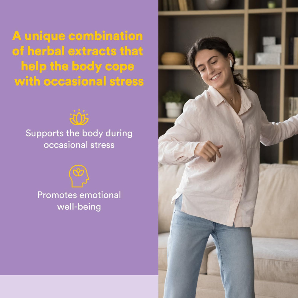 Natural Factors Adrenal Serenity capsules close up, potential relief for chronic stress symptoms