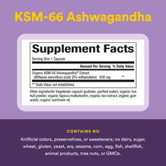 Natural Factors Stress-Relax KSM-66: etiqueta que destaca 600 mg de extracto KSM-66.