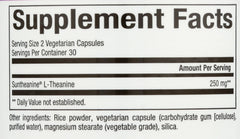 Natural Factors Stress-Relax Suntheanine capsules suggest twice-daily dosing for steady calm