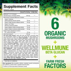 Natural Factors Super Mushroom capsules closeup highlight vegetarian capsules for daily use.