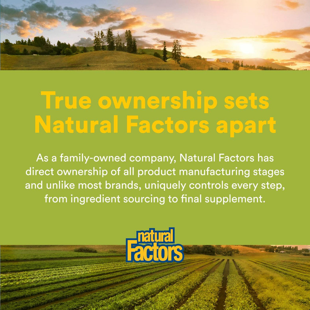 Natural Factors third-party testing certificate highlighting purity and potency