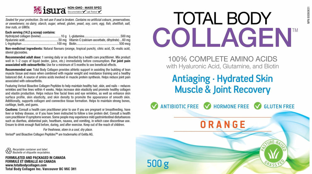 Natural Factors Total Body Collagen powder scoop for easy daily use.