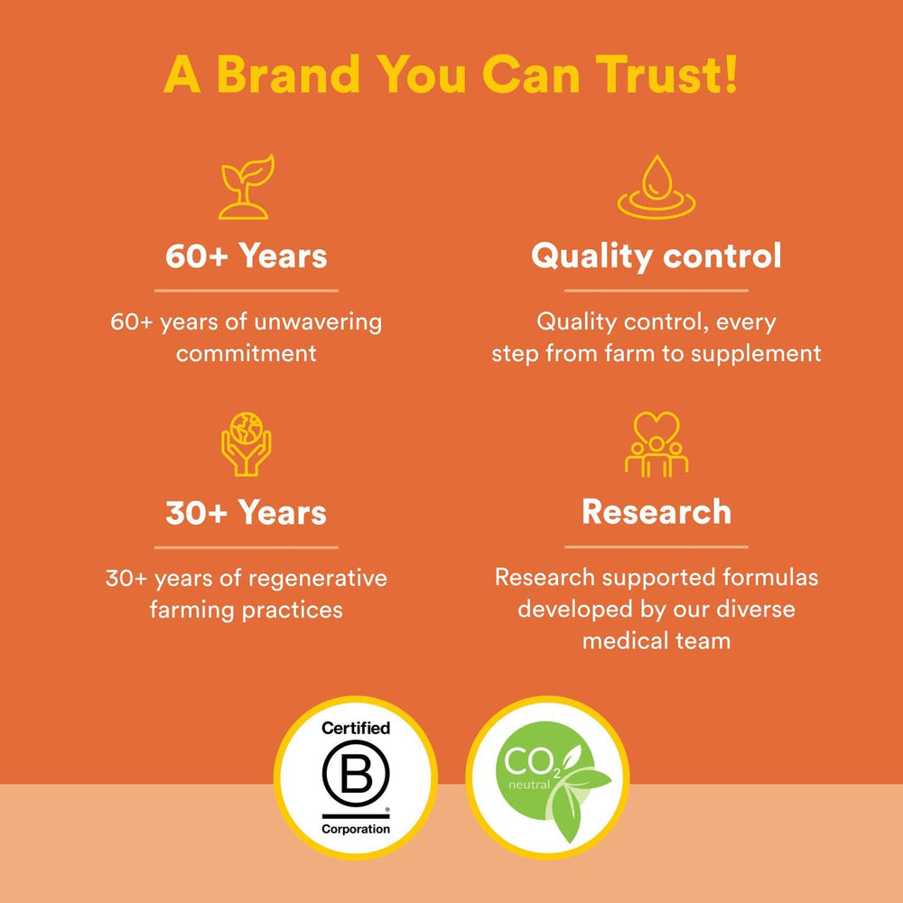 Natural Factors third-party certification and carbon-neutral practices highlighted on packaging.