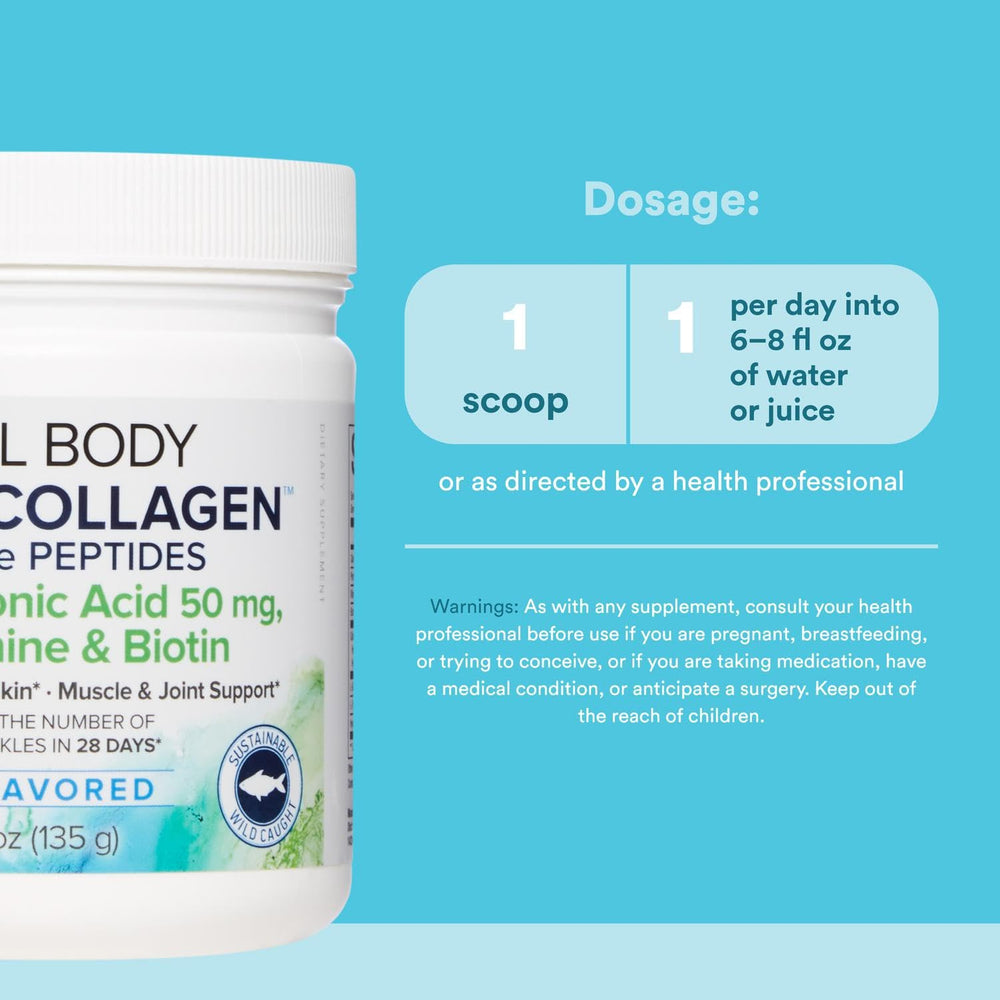 Scoop of Natural Factors Total Body Marine Collagen powder ready for a serving.