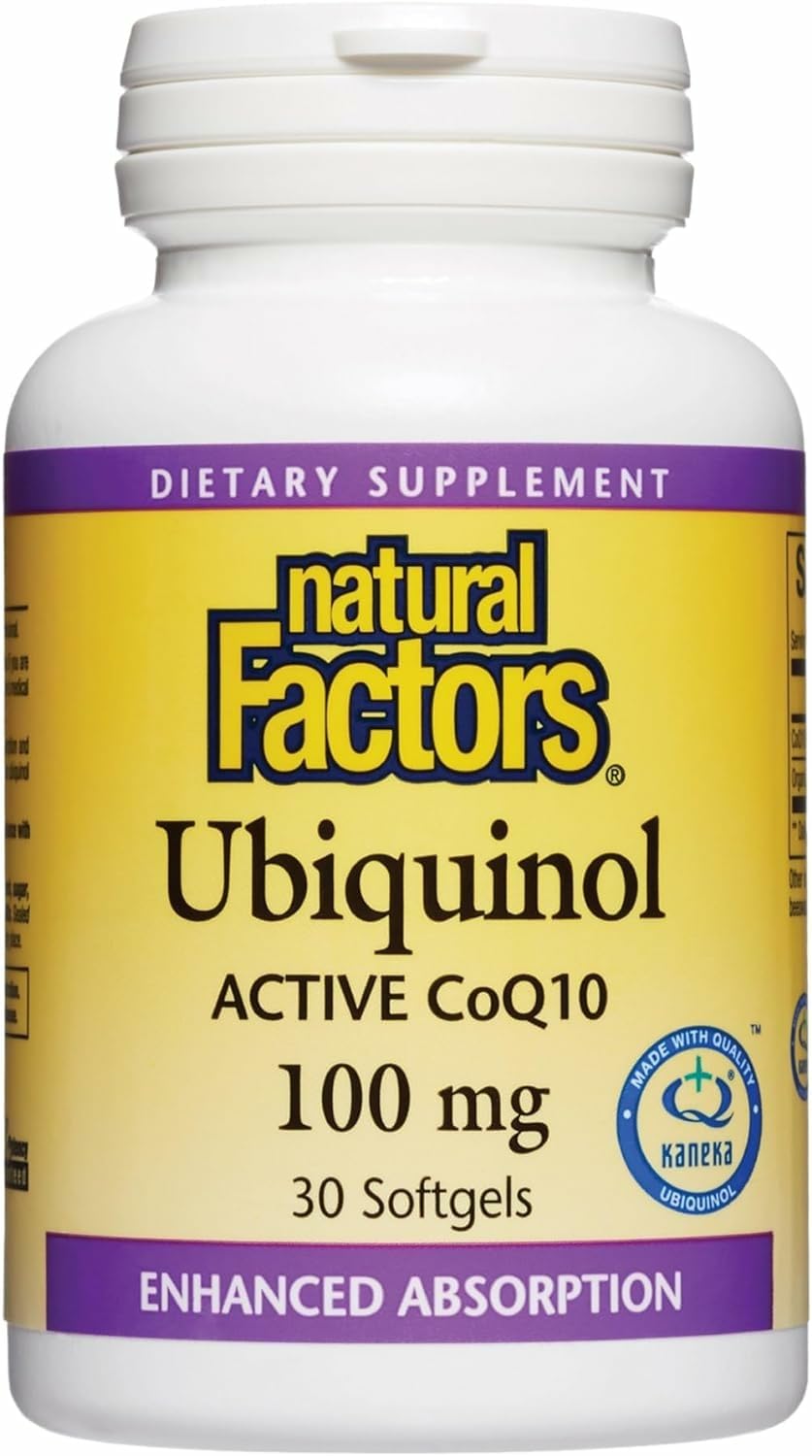Natural Factors Ubiquinol 100 mg bottle front view for energy support