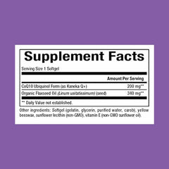 Natural Factors Ubiquinol 200 mg softgels closeup highlighting antioxidant support.