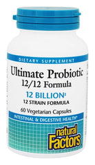 Natural Factors Ultimate Probiotic 12/12 bottle on kitchen counter for daily digestive balance
