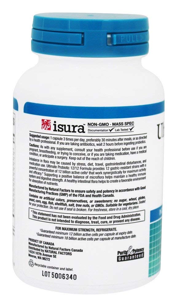 Natural Factors probiotic packaging on shelf highlighting 60 vegetarian capsules for immune support
