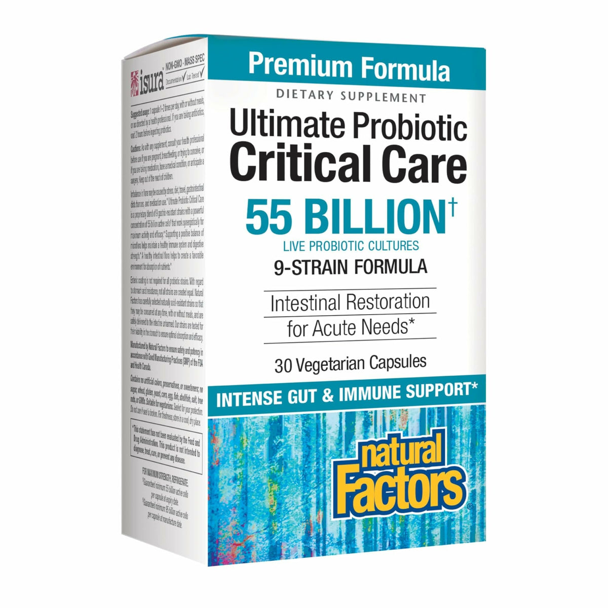 Natural Factors Ultimate Probiotic Critical Care bottle front for digestive support and gut balance.