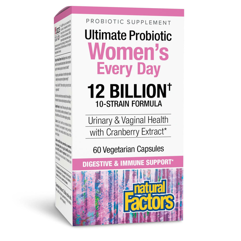 Natural Factors Ultimate Probiotic Women's Every Day bottle shown for daily digestive wellness.