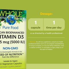 Natural Factors vegan D3 capsules from non-GMO lichen support immune health.