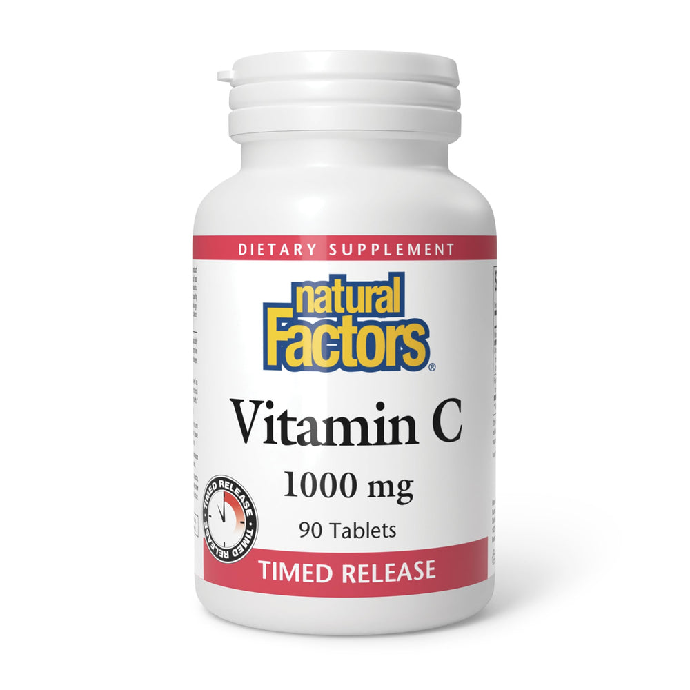 Natural Factors Vitamin C 1000mg time release bottle shown for steady antioxidant support