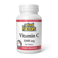 Natural Factors Vitamin C 1000mg time release bottle shown for steady antioxidant support