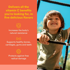 Natural Factors Vitamin C 500 mg Kids Chewables close-up of tangy orange wafer.