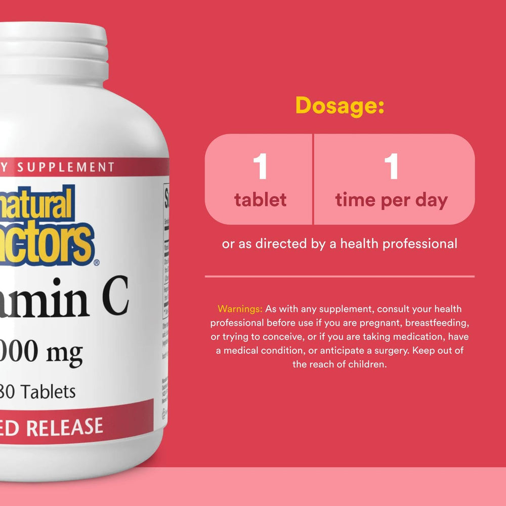 Natural Factors Vitamin C bottle label detail highlights citrus bioflavonoids.