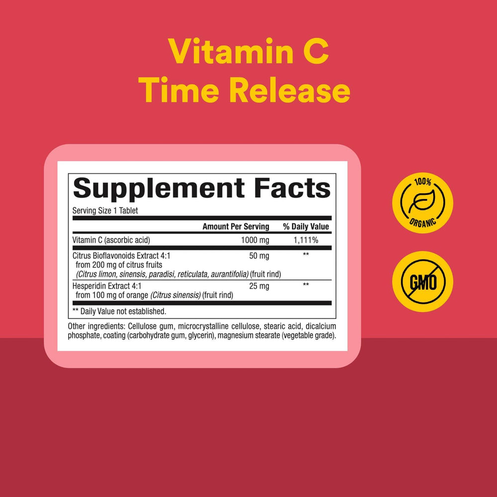 Natural Factors Vitamin C citrus bioflavonoids and rosehips close-up.