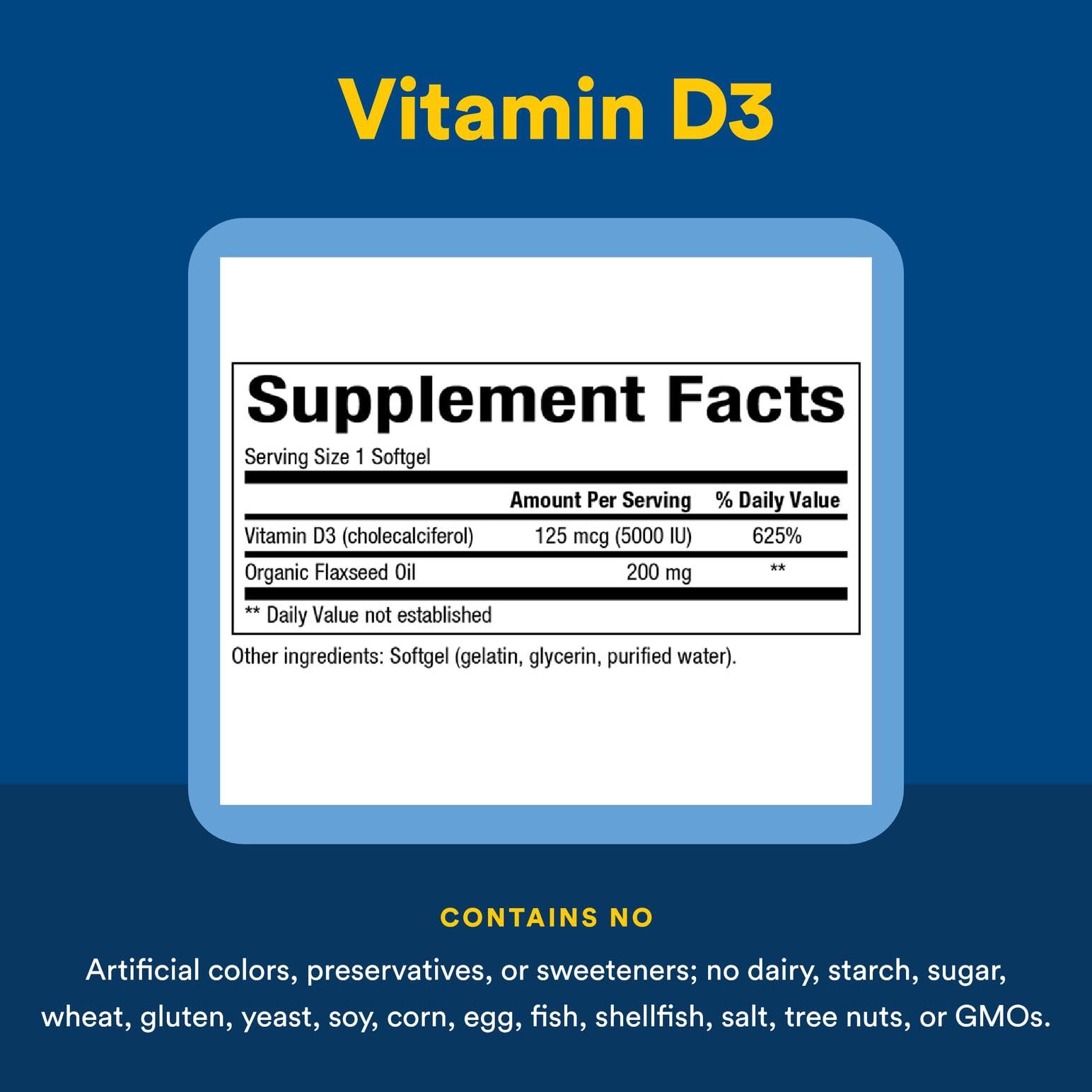 Natural Factors Vitamin D3 5000 IU label detail with dosage information