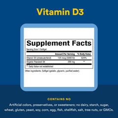 Natural Factors Vitamin D3 5000 IU label detail with dosage information
