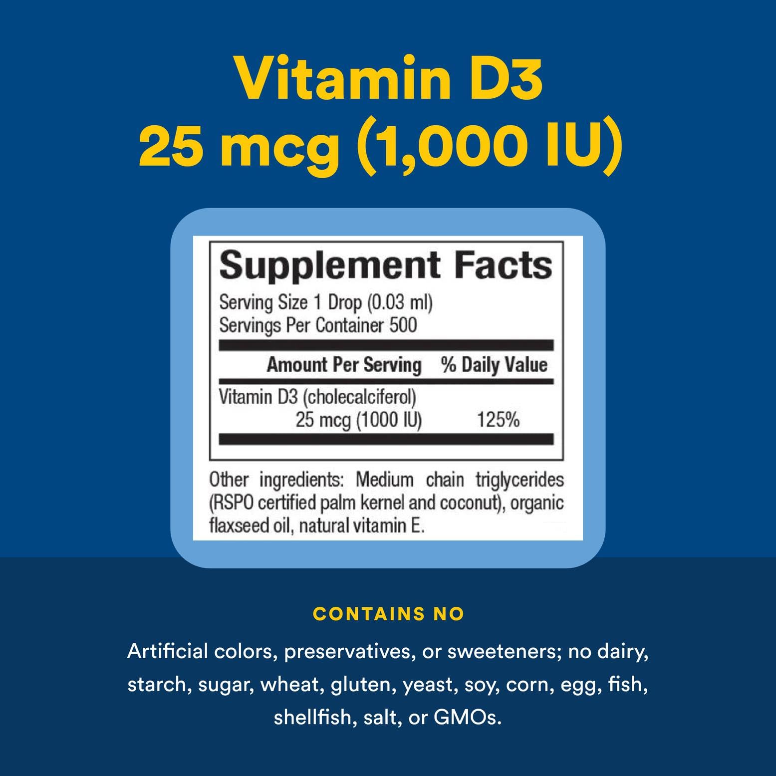 Natural Factors Vitamin D3 Drops label detail emphasizing third party testing.