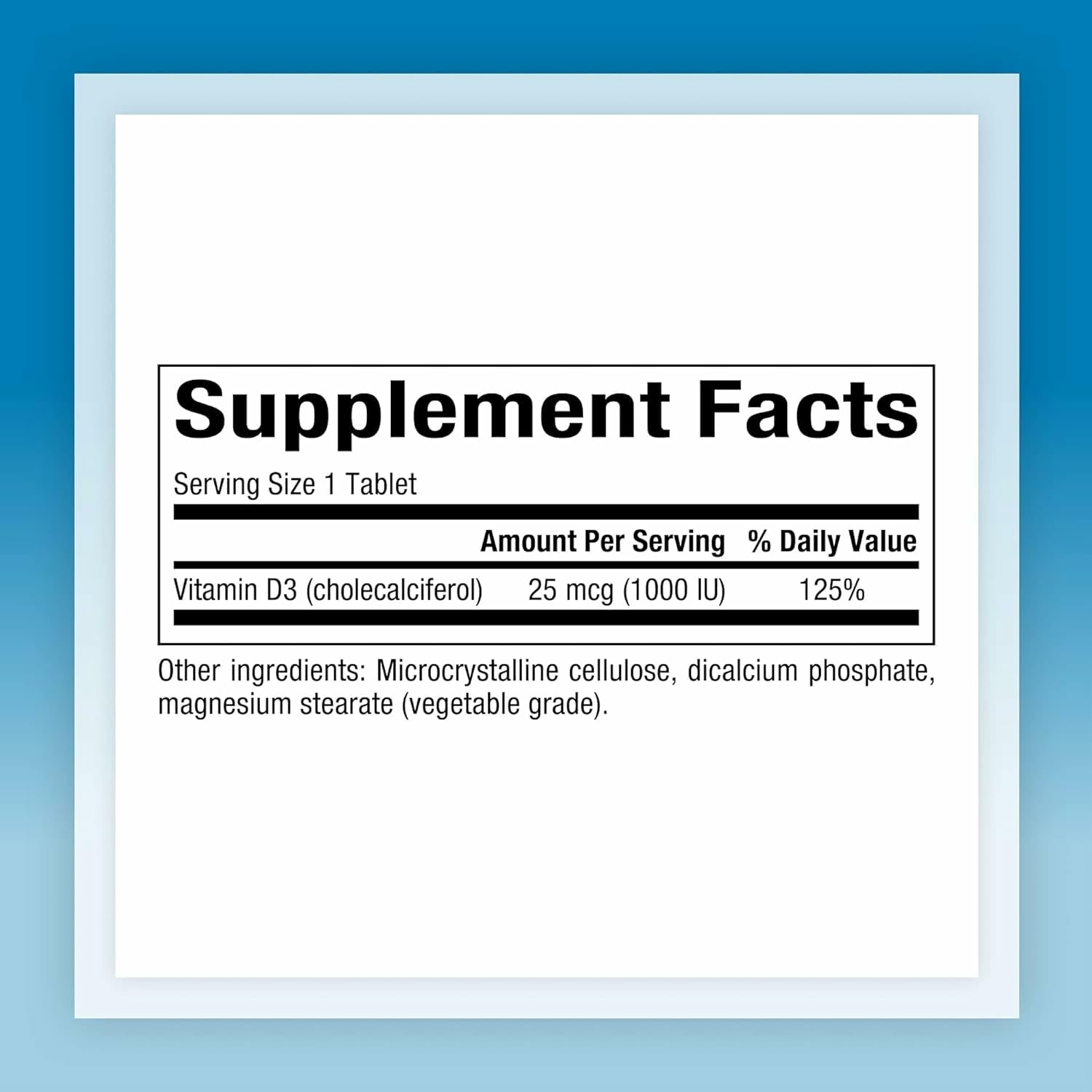 Natural Factors Vitamin D3 tablets closeup, compact and easy to swallow.