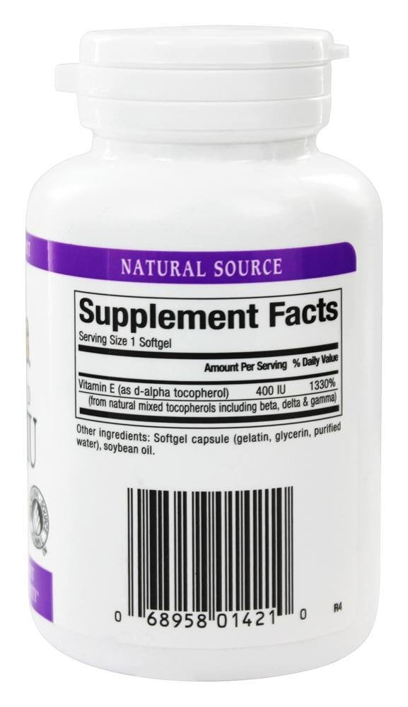 Natural Factors Vitamin E Mixed 400 IU softgel close-up for purity and easy absorption.