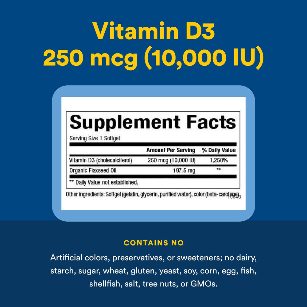 Natural Factors Vitamina D3 10000IU: enfoque en el sistema inmune diario.