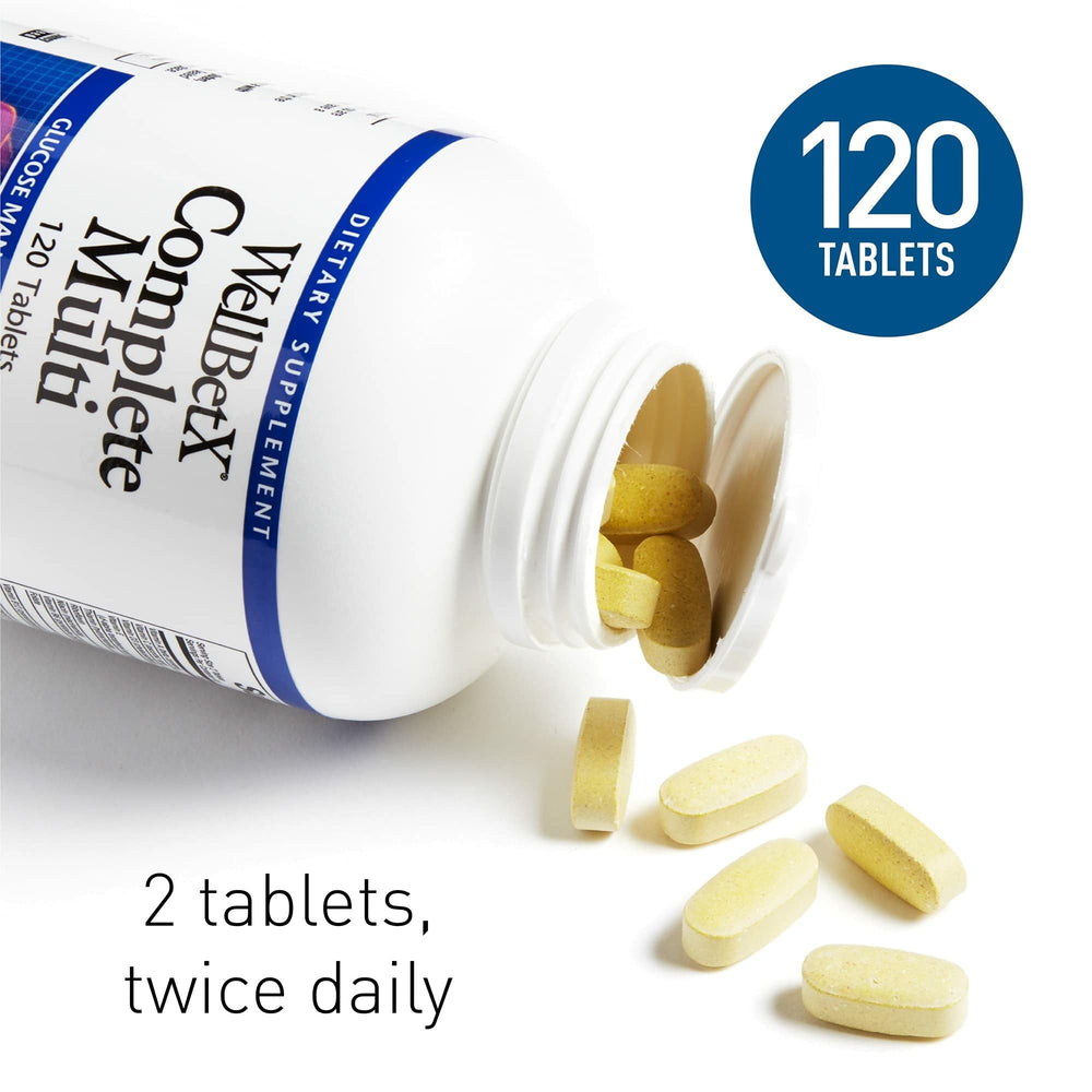 WellBetX Complete Multi bottle on a plate for daily dietary support