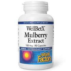 Natural Factors WellBetX Mulberry Extract 100 mg bottle for everyday wellness.