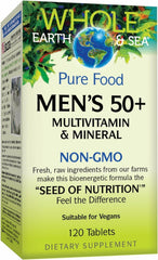 Natural Factors Whole Earth & Sea Men's 50+ bottle with tablets suggesting brain health support